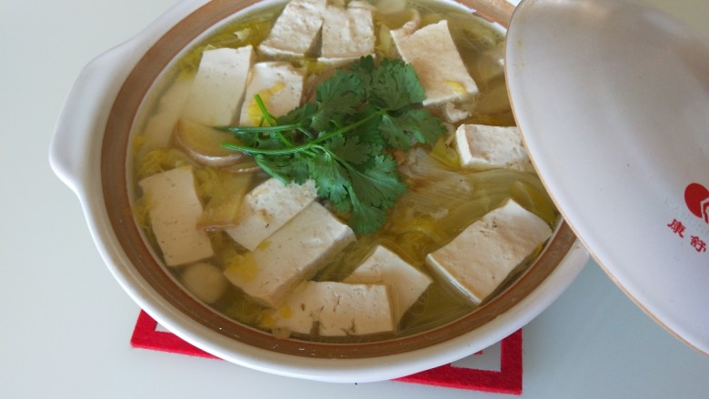 新文美食 砂锅豆腐娃娃菜,成品图