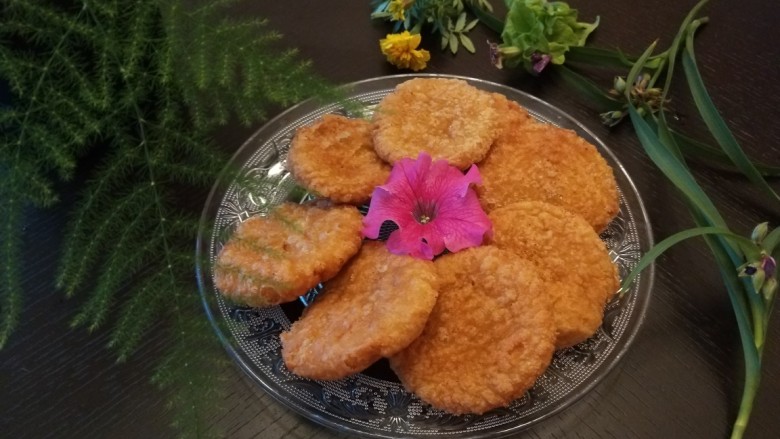 新文美食 玫瑰豆沙馅炸糕,成品图