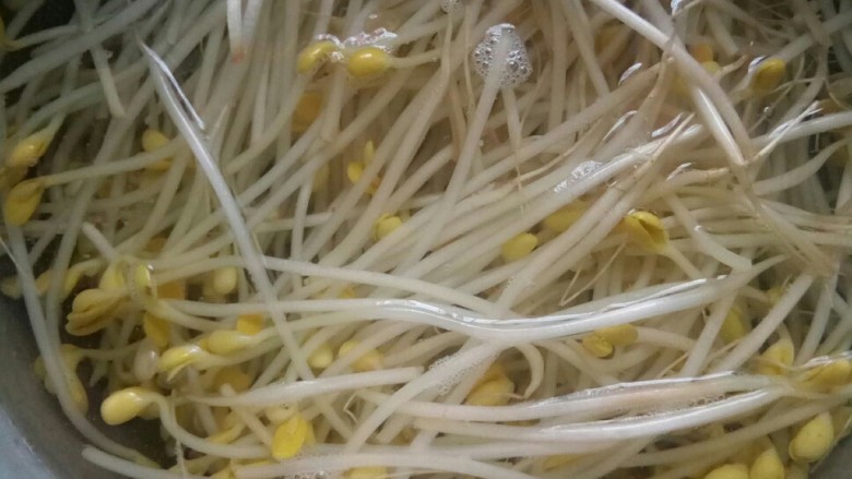 水煮鱼划水,先将豆芽汆水至断生。