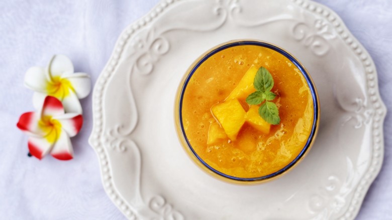 美食丨芒果牛奶汁 让宝宝舔杯的饮品～,先看成品。