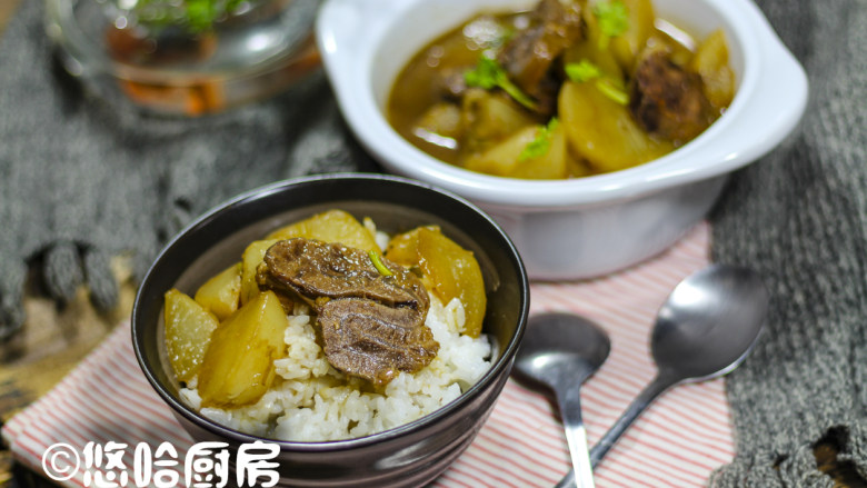 萝卜炖牛肉,搭配一碗白米粉,比平时多吃一碗啊。