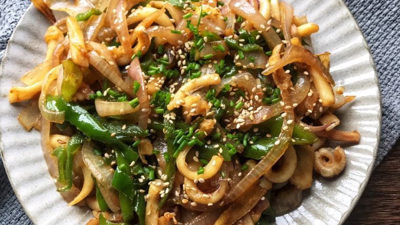 洋葱青椒炒鱿鱼