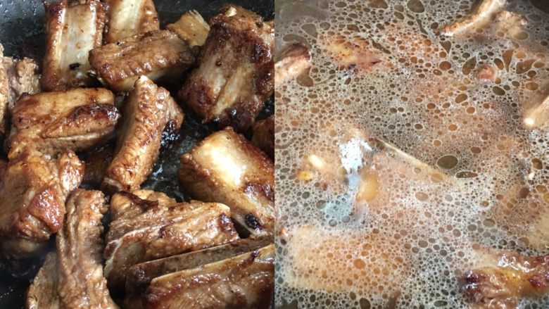 糖醋排骨(快手版),翻炒均匀后,加入适量水,没过排骨,大火烧开后中小火焖煮20分钟左右