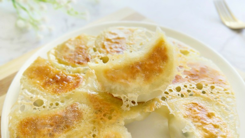 脆皮韭菜香~冰花煎饺,成品图