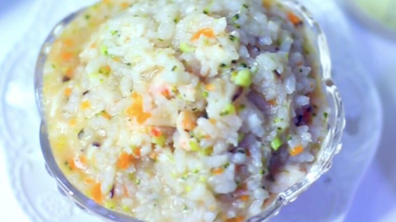 干贝时蔬海鲜粥,成品