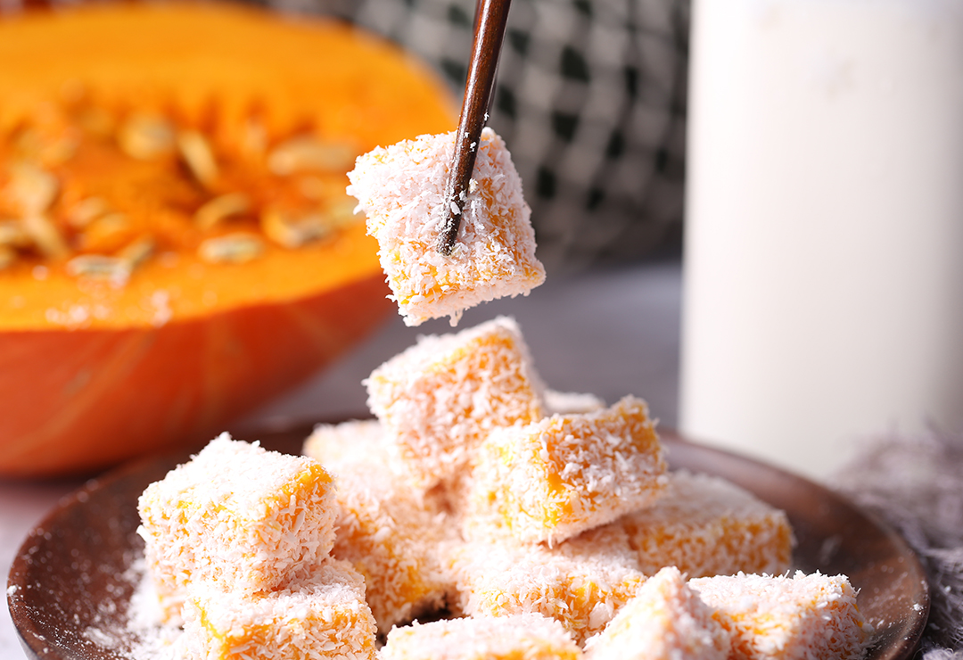 爆好吃的芝心南瓜桂花饼，竟然不用烤箱