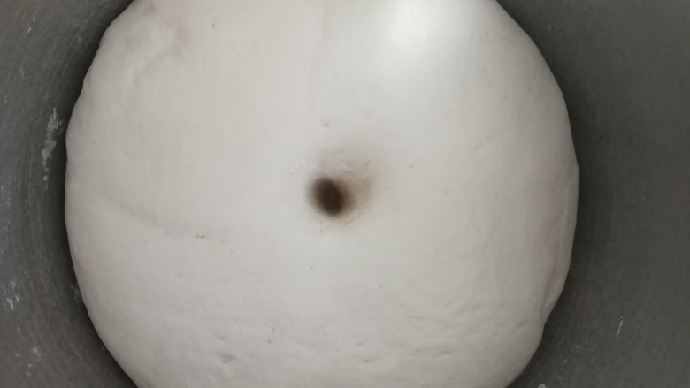 大理石三鲜馅包子,发酵好的面团用手戳一下,不回缩不塌陷就表示发酵好了
