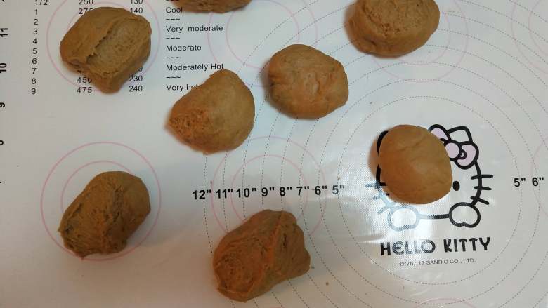 土豆包,拿出面团排气,将面团分成40克,50克大小不等的小面团