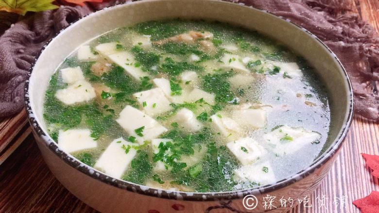 荠菜肉丝豆腐羹,完成