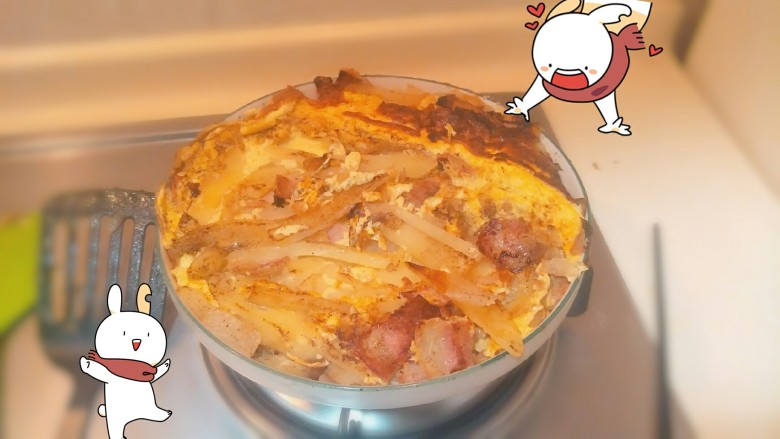 ✨黄金培根土豆饼✨,完成蛋嫩嫩哒奶油香味培根土豆像薯条🍟一样喜欢!