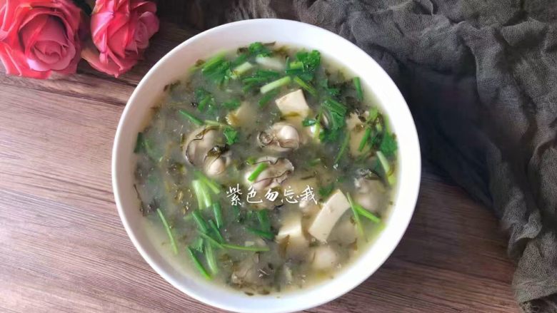 酸菜海蛎豆腐羹,成品图三