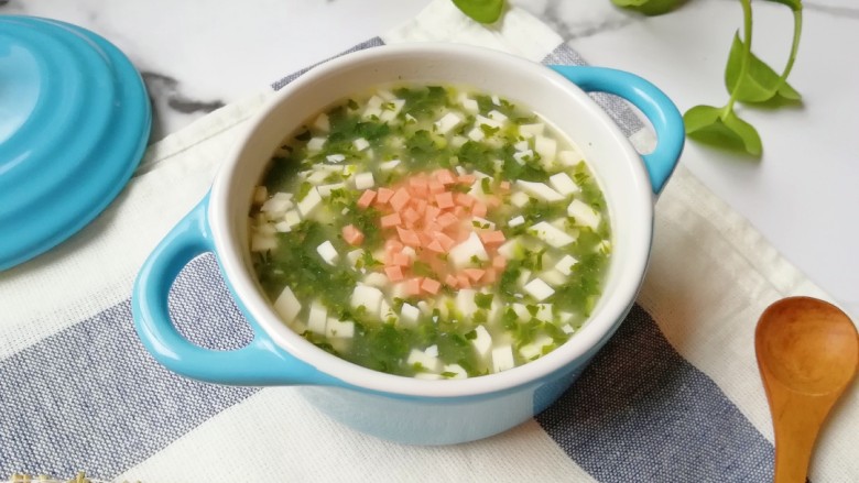 荠菜豆腐羹,成品。