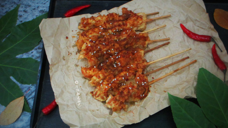 甜辣鸡肉串,怎样,诱人吧,小姿一口气吃了20串