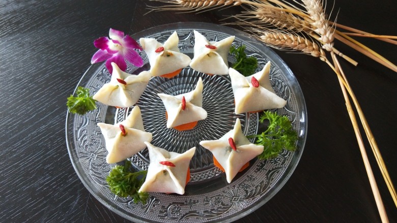 新文美食 花样四角蒸饺,成品图