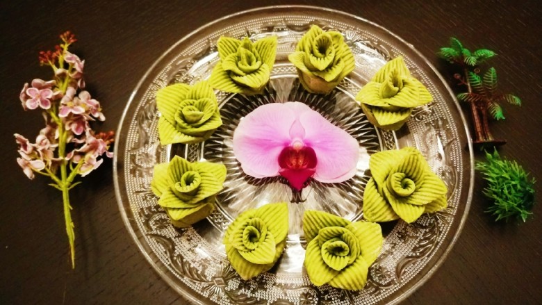 新文美食 菠菜玫瑰花卷,成品图