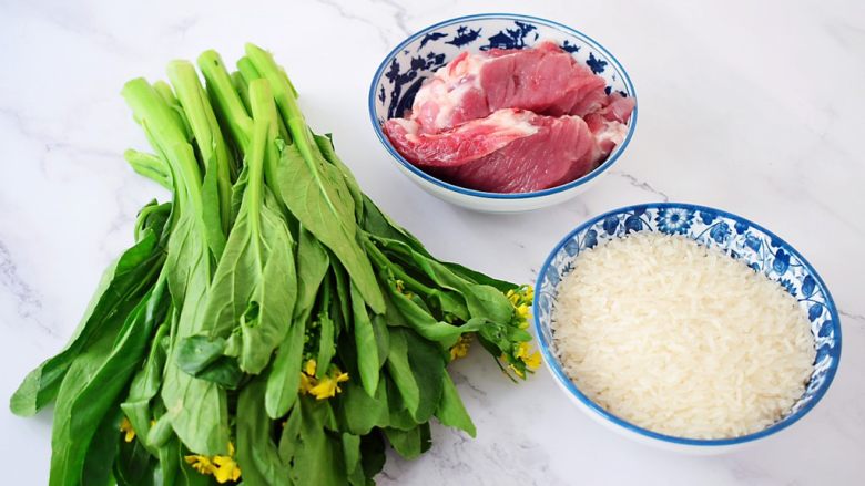 猪肉菜粥,准备好材料