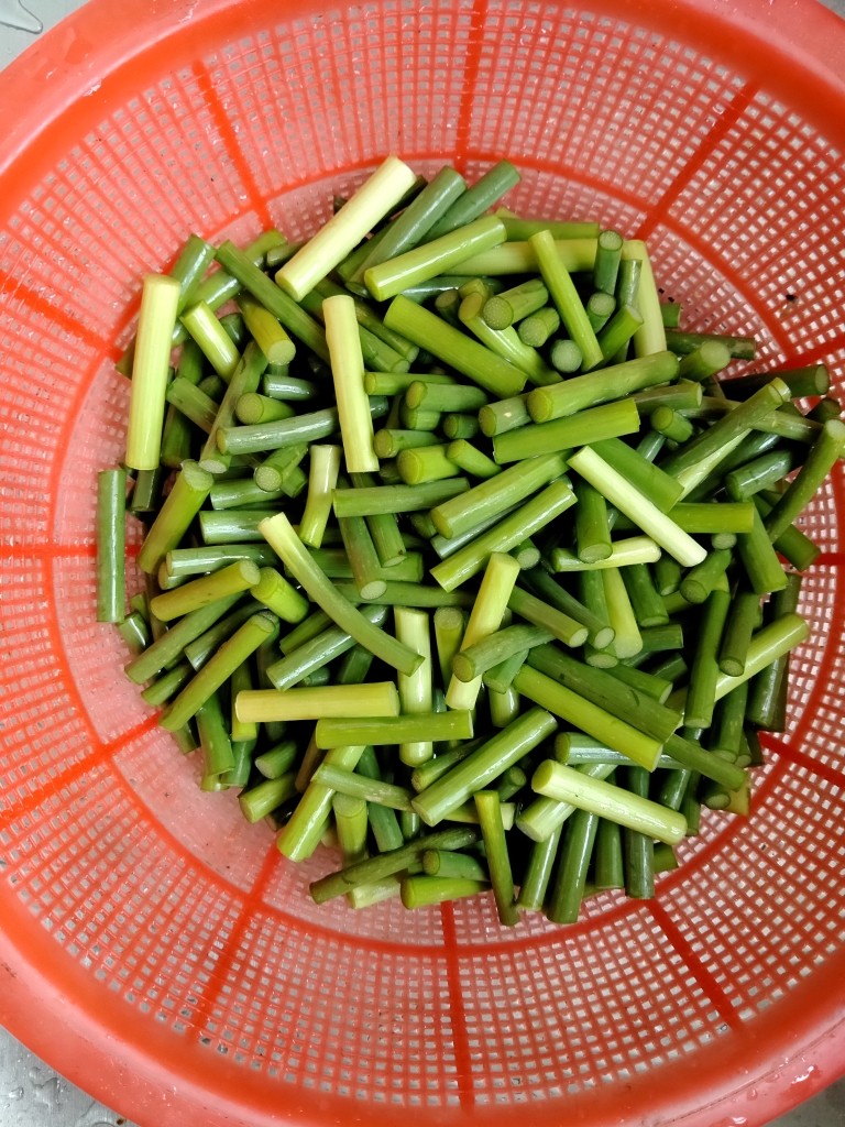 蒜苗炒腊肉,<a style='color:red;display:inline-block;' href='/shicai/ 3349'>蒜苗</a>切段,洗干净。