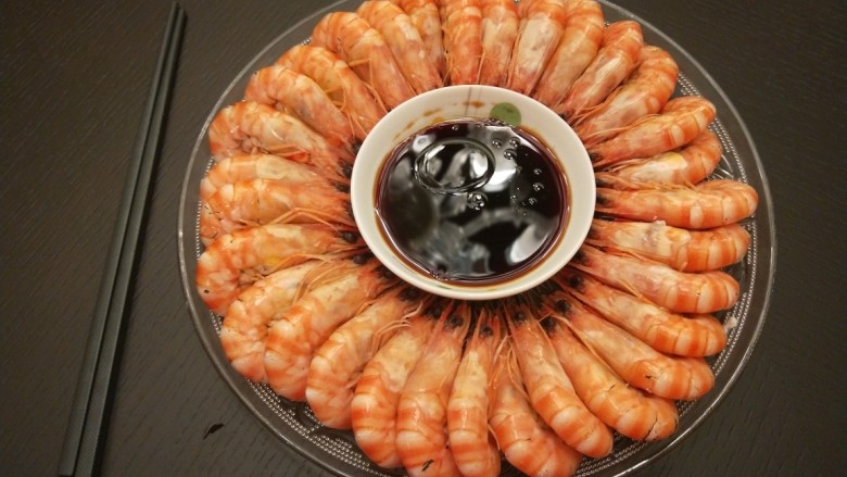 水煮九节虾 新文美食,成品图