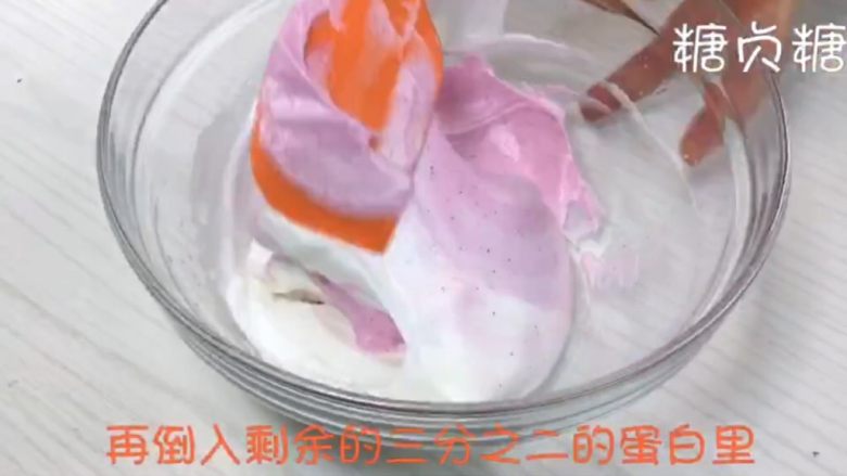 宝宝辅食系列～火龙果溶豆,再倒入剩余的三分之二的蛋白霜里翻拌均匀