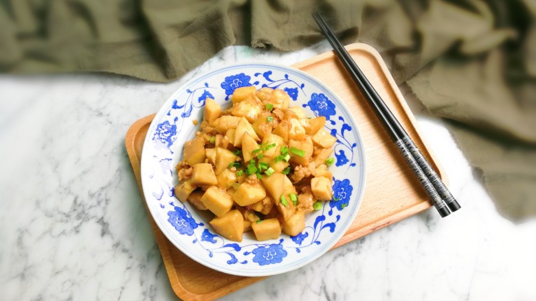 #猪五花肉#肉末茨菇丁,非常香,好吃