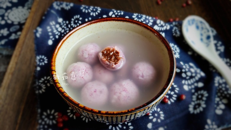 红豆沙汤圆,敏茹意作品～红豆沙馅汤圆～成品图