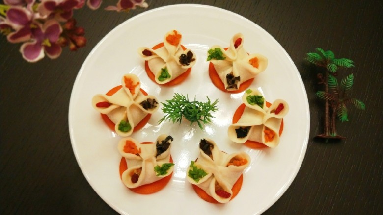 花样四喜蒸饺 新文美食,成品图