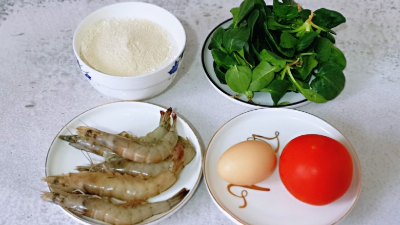快手早餐~虾仁时蔬面疙瘩,准备食材,量可以增减。