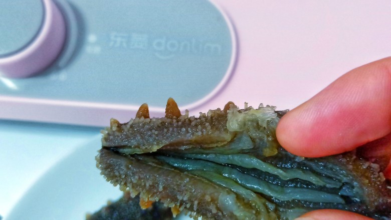 家常快手菜【凉拌海参】,即食海参一般内脏都是处理好的,只需要用水清洗干净即可。