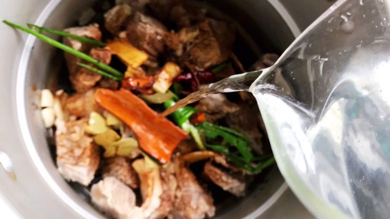 西红柿土豆炖牛腩(高压锅版),加适量饮用水