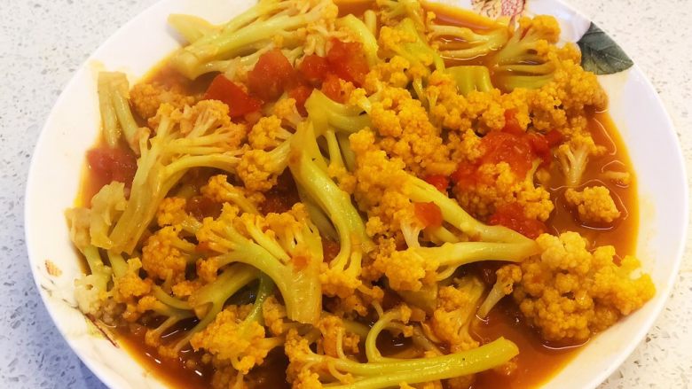 番茄咖喱菜花,起锅。浓郁酸甜,下饭一绝。