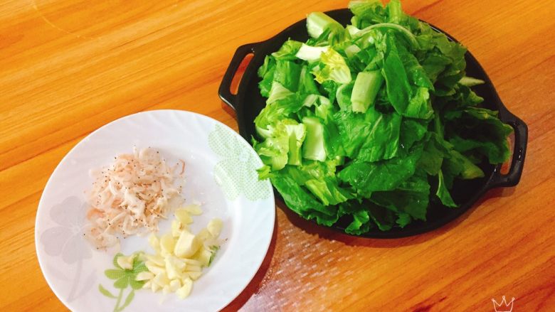 盖菜炒虾米+春天的味道,食材准备好