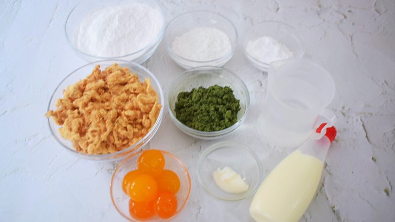 网红肉松青团,准备好材料
