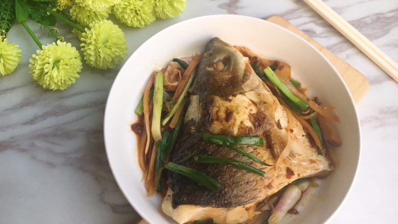 头菜炆鲩鱼,完成,上碟