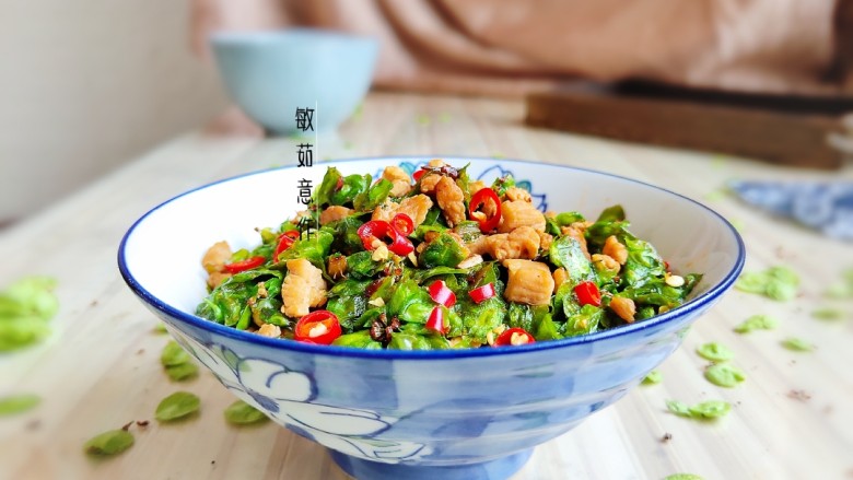 辣味榆钱炒肉,敏茹意作品~辣味榆钱炒肉~成品图