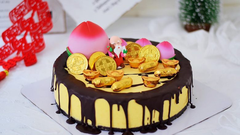 寿星公芒果慕斯蛋糕(十寸),成品图