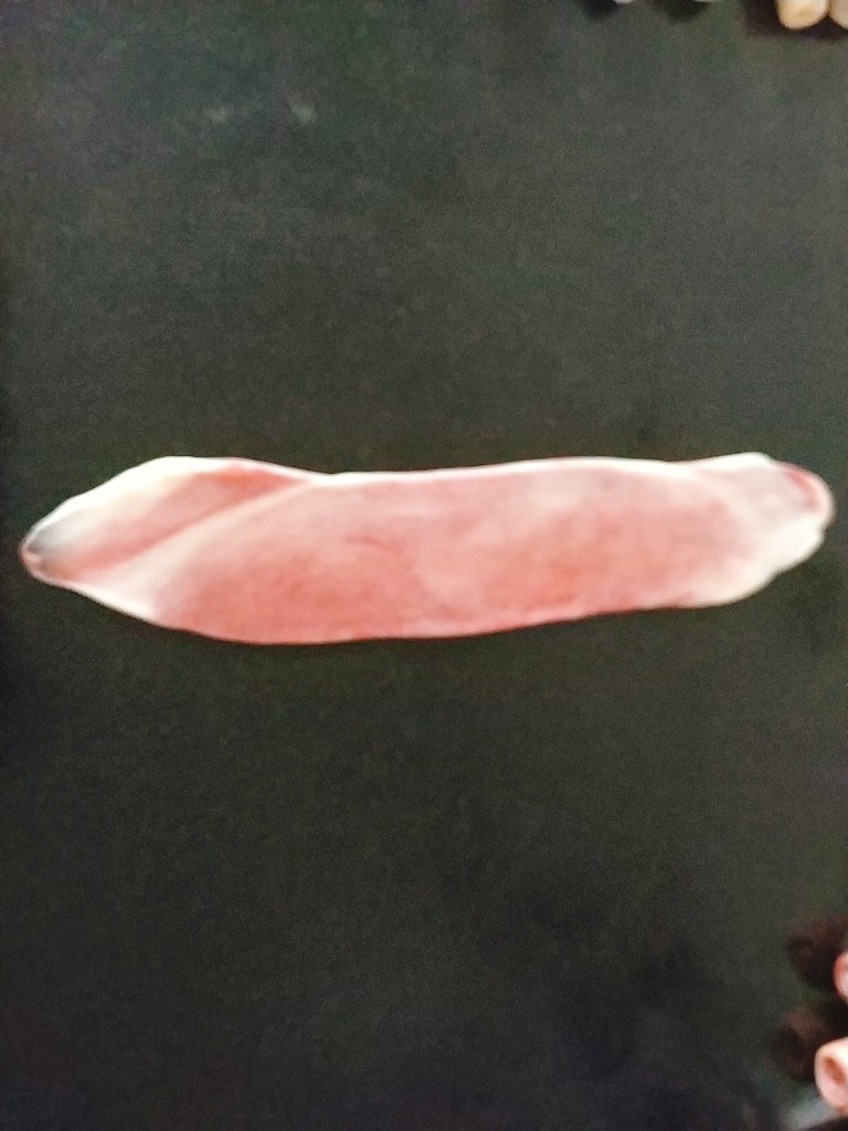 桃花酥,还是擀成牛舌型;