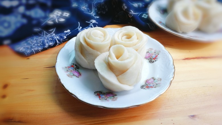 玫瑰花馒头,非常饱满的玫瑰花,可爱不