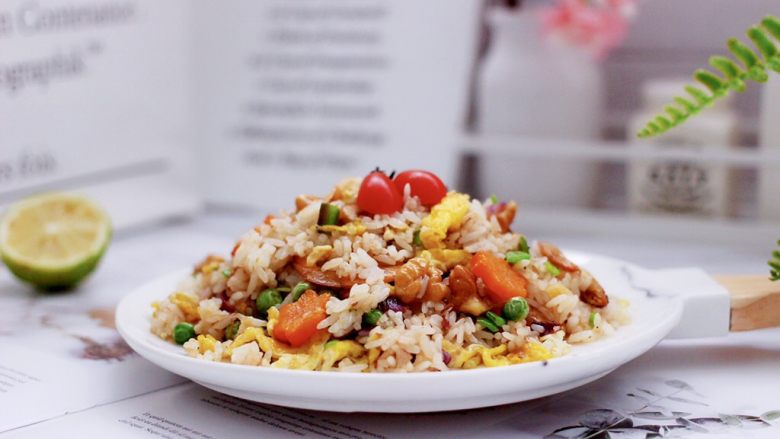 核桃仁虾干时蔬蛋炒饭,成品一