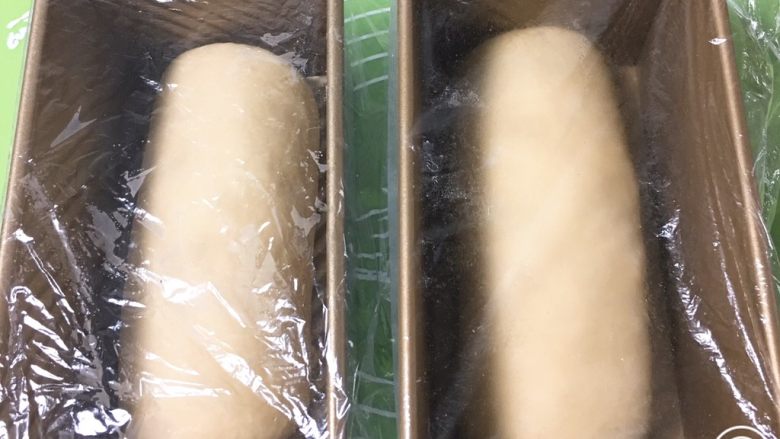 火腿片双吐司,依次放入吐司盒,盖上保鲜膜。