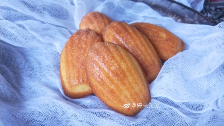 柠香玛德琳蛋糕,成品图。硅胶模具比较浅,纹路不明显,我更喜欢贝壳玛德琳。