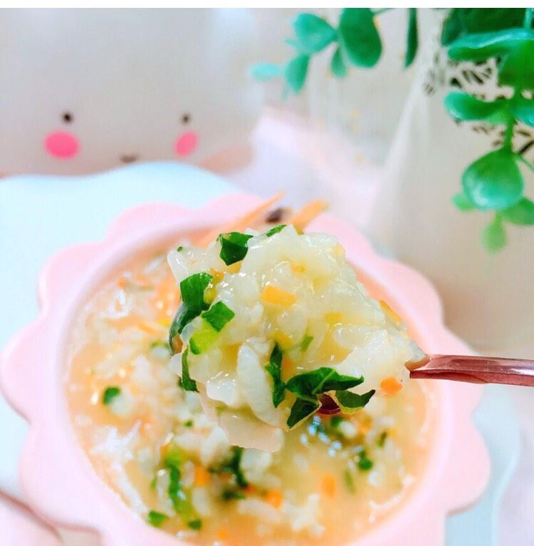8+,补钙鲜虾蔬菜粥,大功告成啦