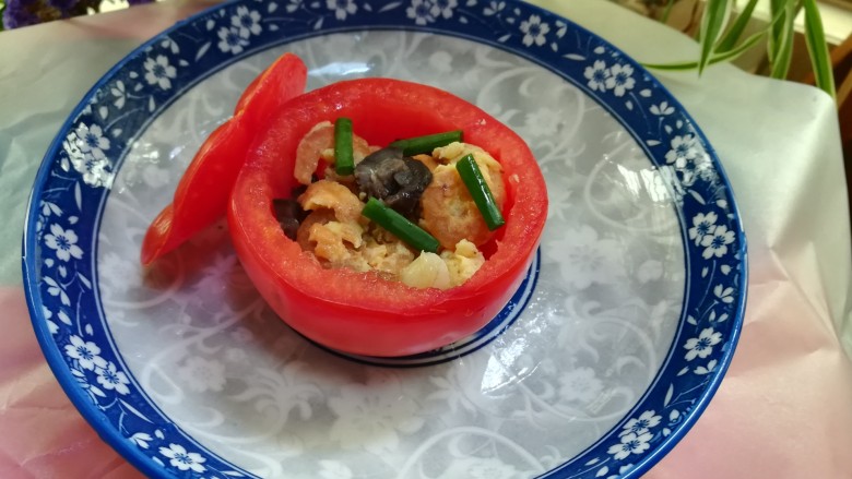 高考食谱,惊艳好吃的海参西红柿盅,成品图,非常好看是不是?