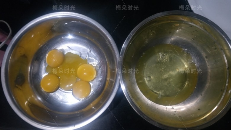 父亲节——父爱如山彩绘蛋糕,开始做蛋糕体。五个鸡蛋,蛋清蛋黄分离。