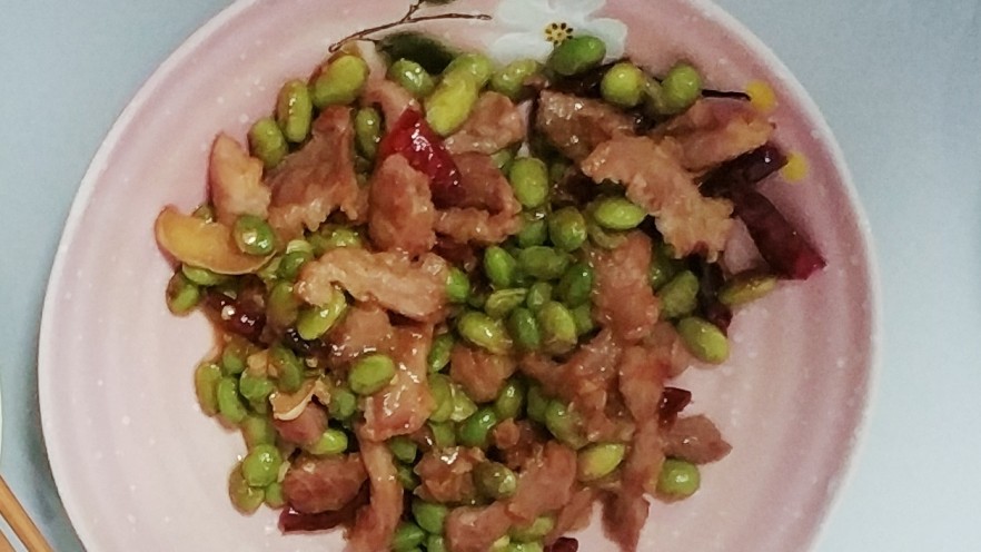 毛豆炒肉丝