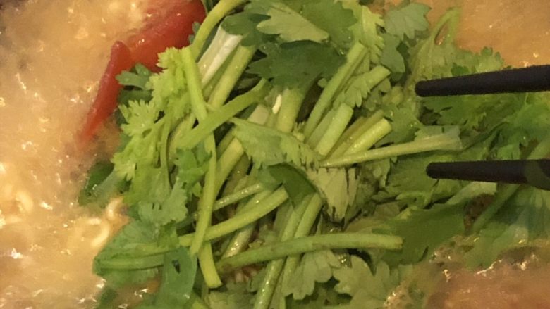 泡面打卡,最后放香菜