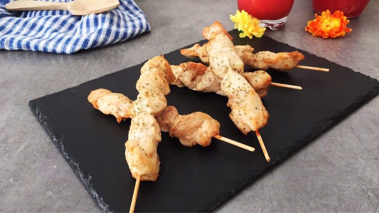 孜然味烤鸡肉串,成品图!