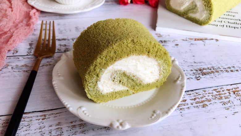 抹茶蛋糕卷,成品