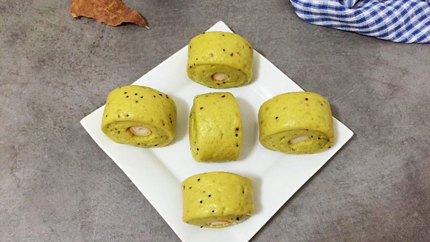 菠菜藜麦馒头卷蟹柳