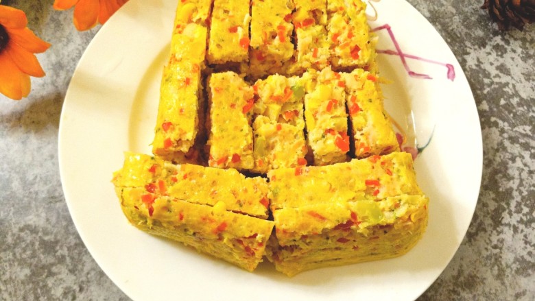 西兰花玉米鸡肉糕,松软香甜,营养美味