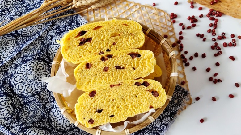 南瓜蜜豆馒头,切块即可食用!敏茹意作品!